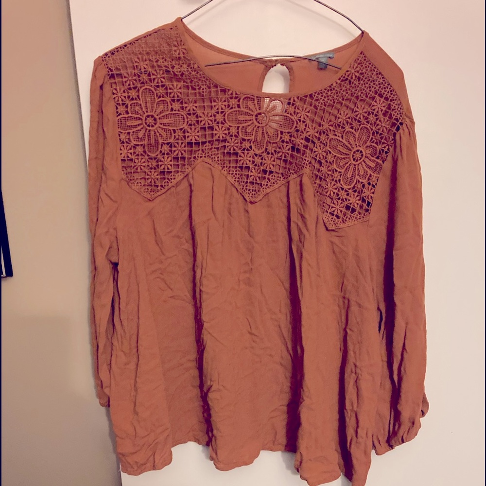 Charlotte Russe Mustard Lace Detail Blouse Xl